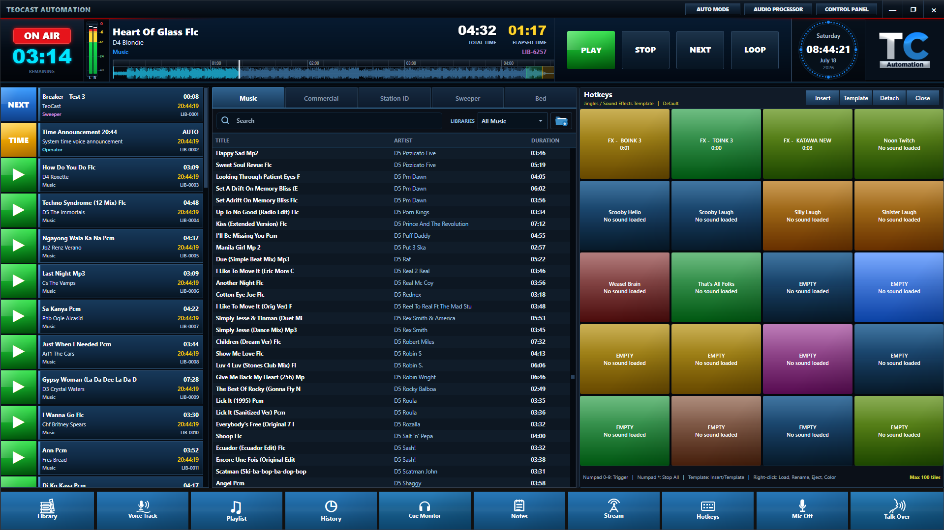 TeoCast Automation main interface