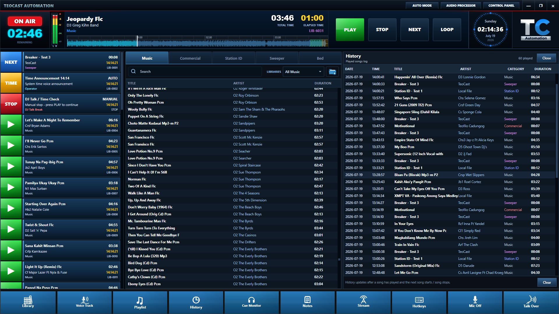 TeoCast Automation software interface