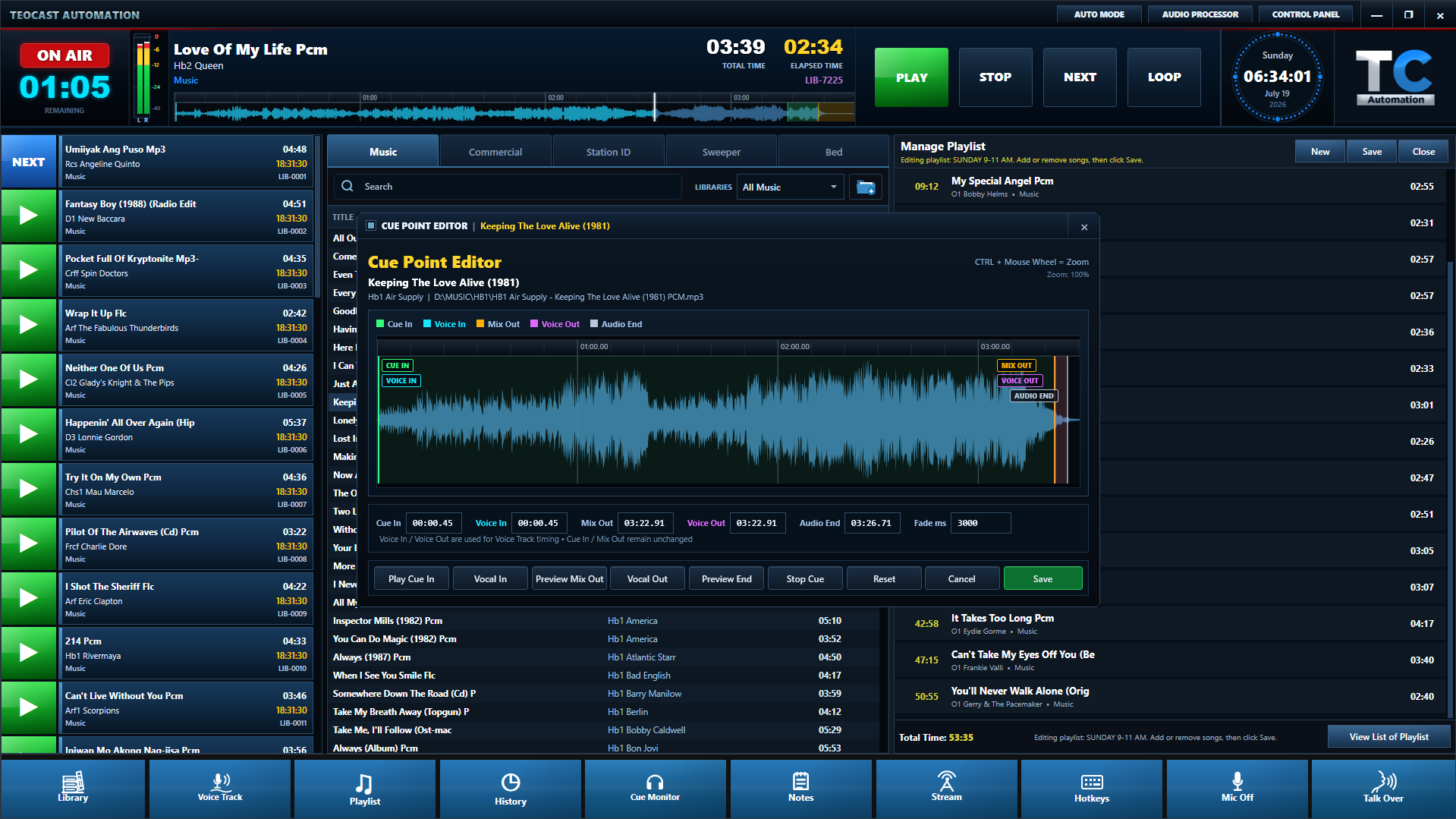 TeoCast Automation interface screenshot