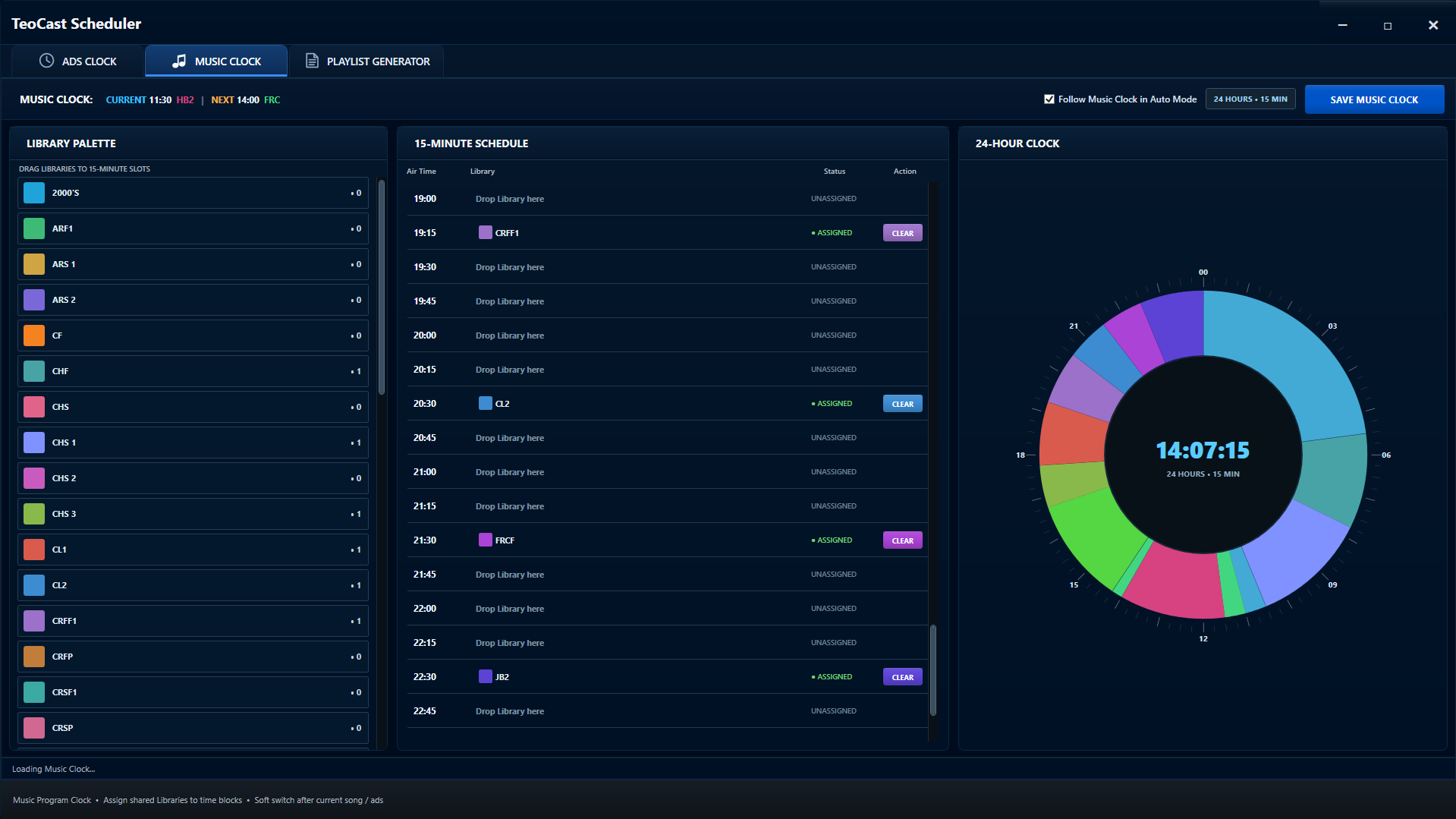 TeoCast Music Clock interface
