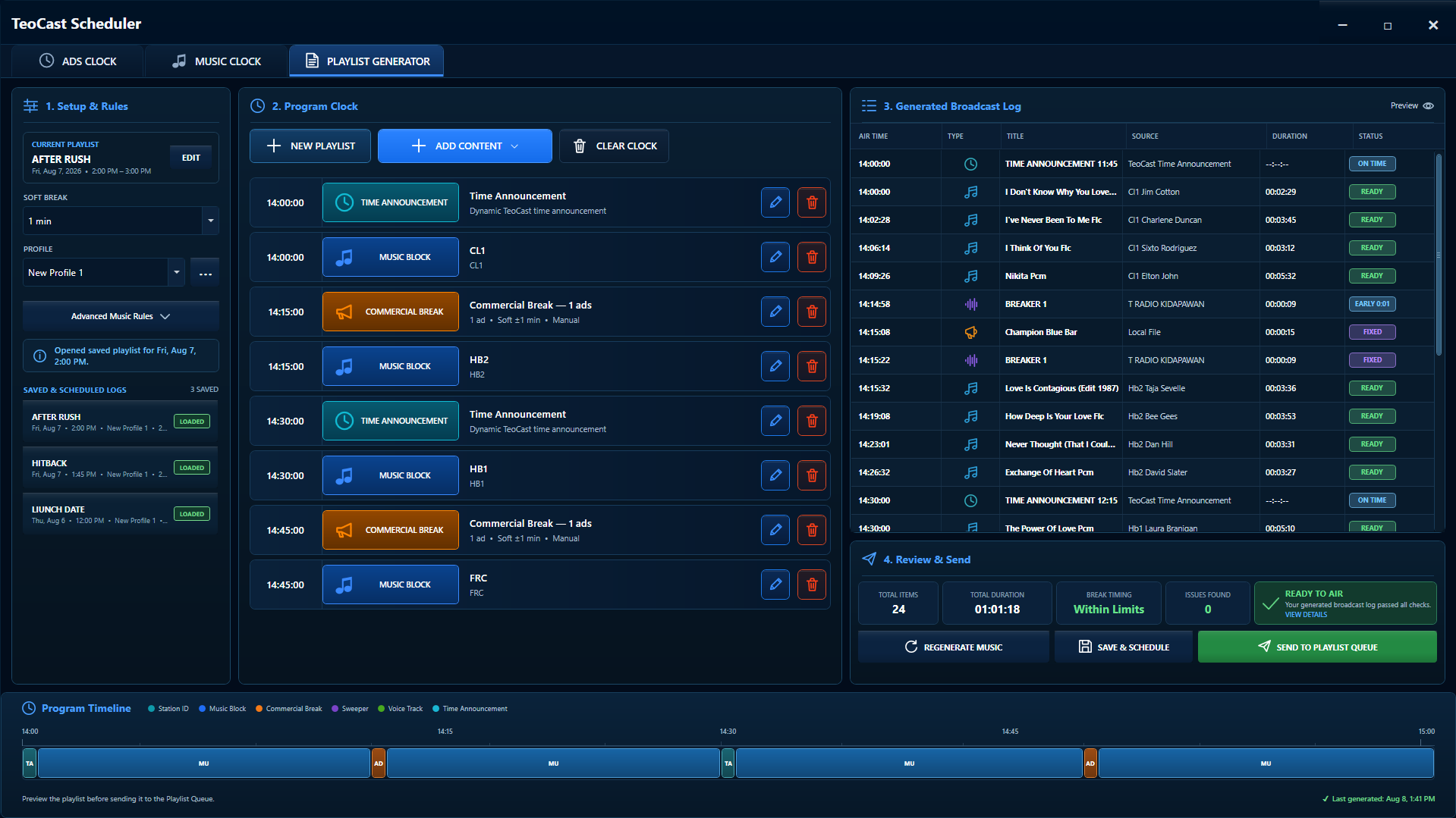 TeoCast Playlist Generator interface