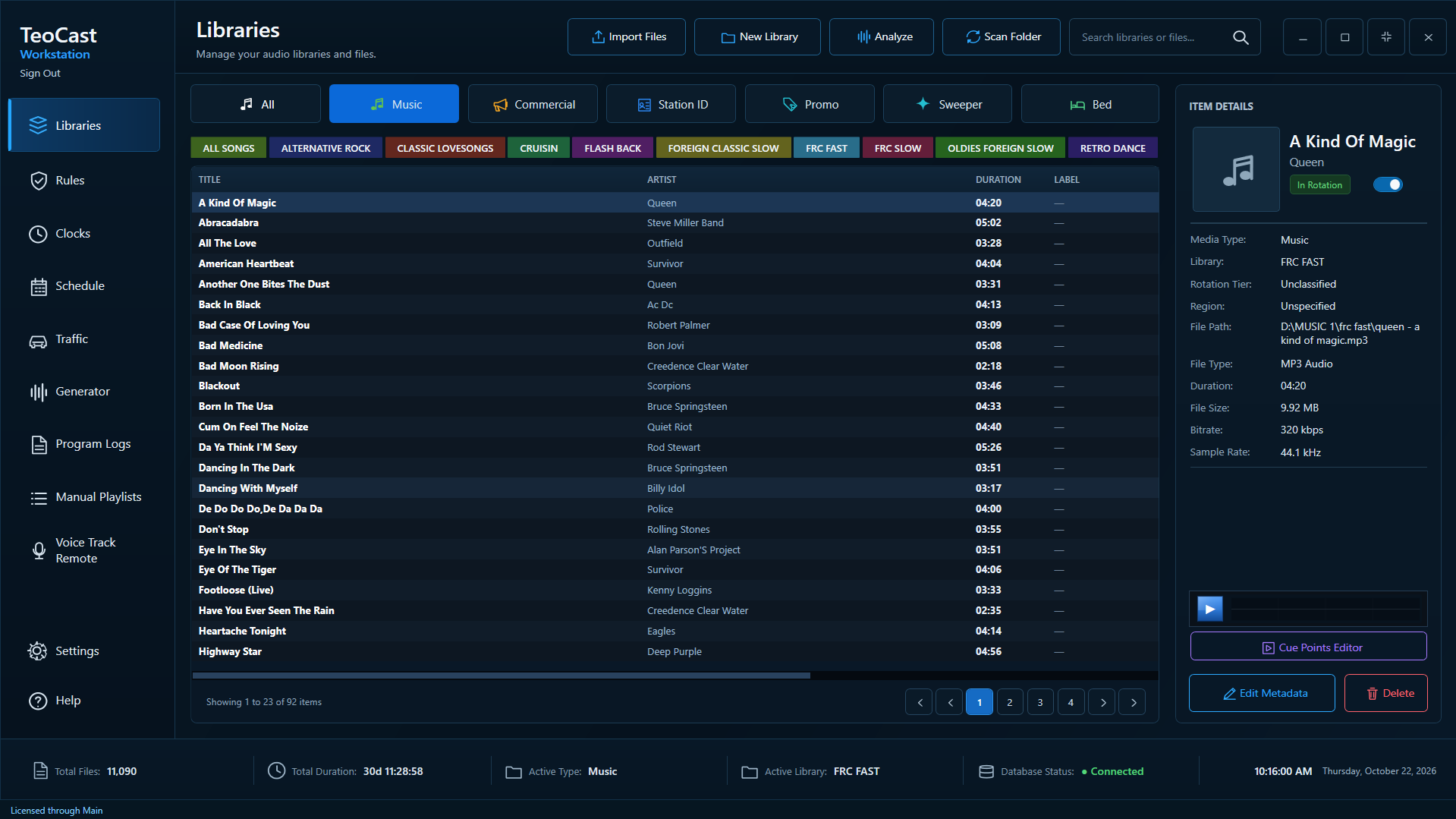 TeoCast Workstation music libraries